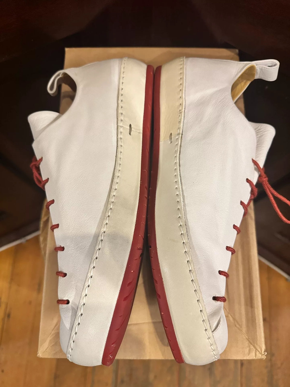 M.A+ SS19 White Double Fold One Piece Calfskin Sneakers
