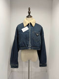 Prada Wool Triangle Logo Denim Jacket
