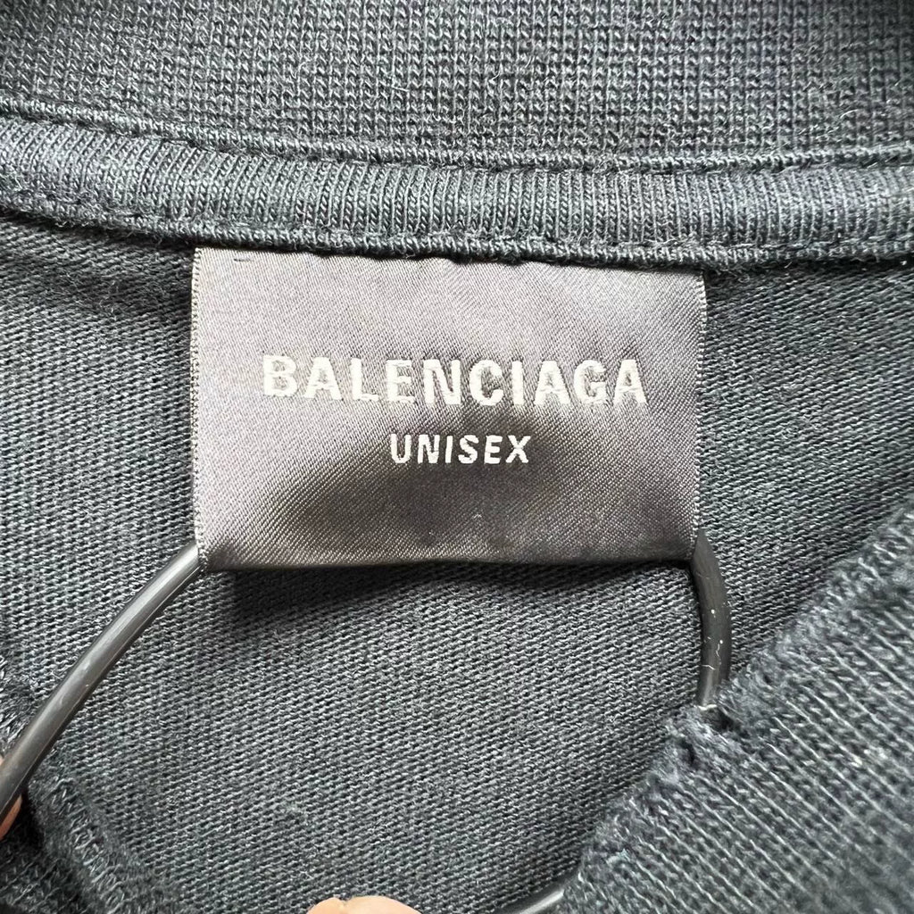 Balenciaga Black Mud‑Dyed Manchester United Short Sleeve Top