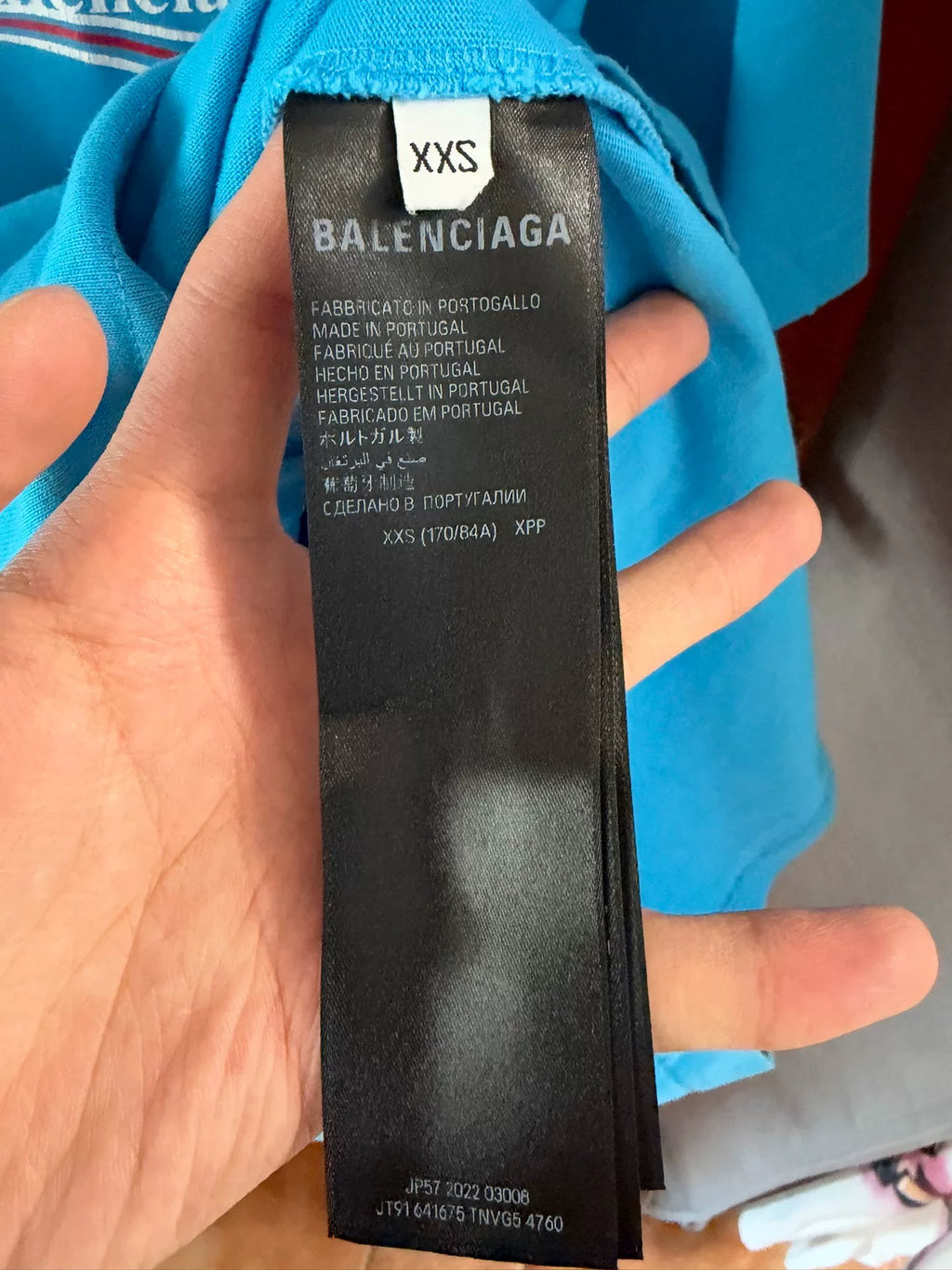 Balenciaga Blue Cola Destruction Logo Short Sleeve T-Shirt