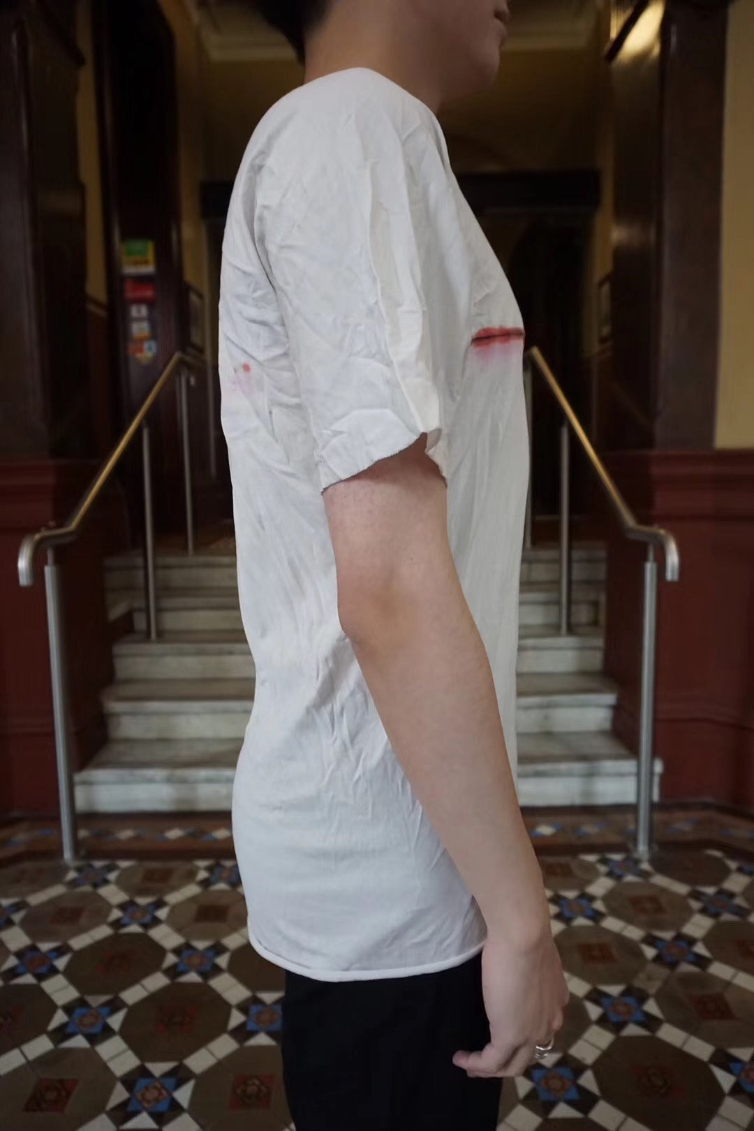 M.A+ SS19 Grey Hand Printed One Piece Cotton Tee