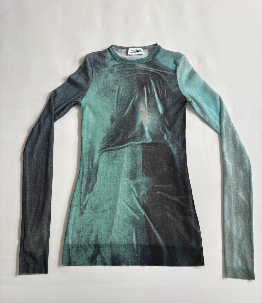 Jean Paul Gaultier mesh garment Gaultier printed mesh top