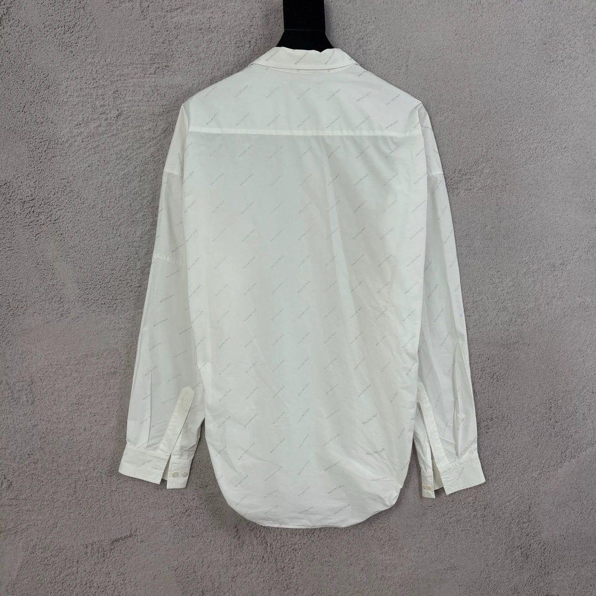 Balenciaga All-Over Print Silver Logo Long Sleeve Shirt