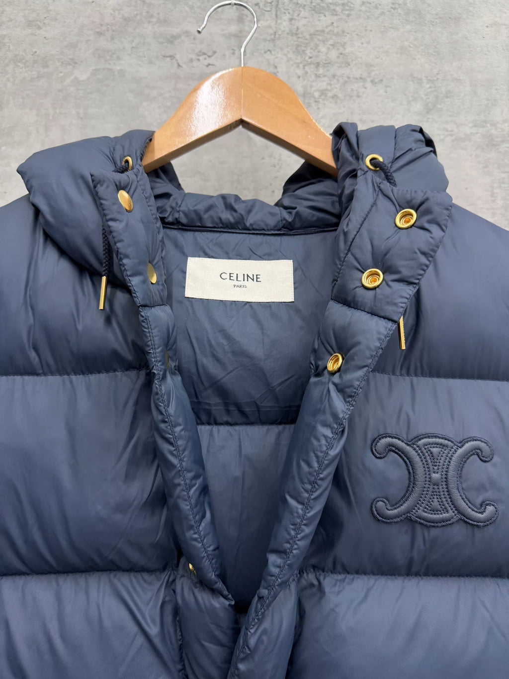 Celine Arc de Triomphe Hooded Down Jacket