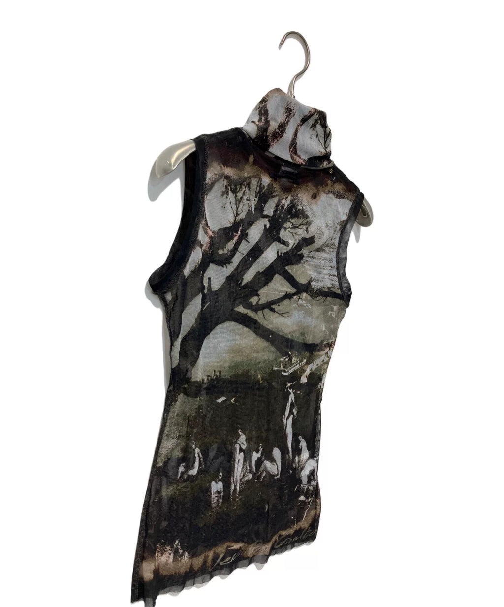 Jean Paul Gaultier Portrait Turtleneck Sleeveless Mesh Top