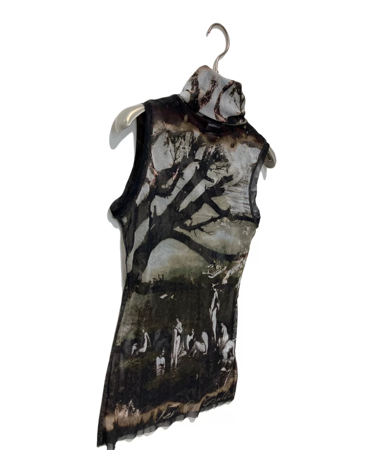 Jean Paul Gaultier Portrait Turtleneck Sleeveless Mesh Top