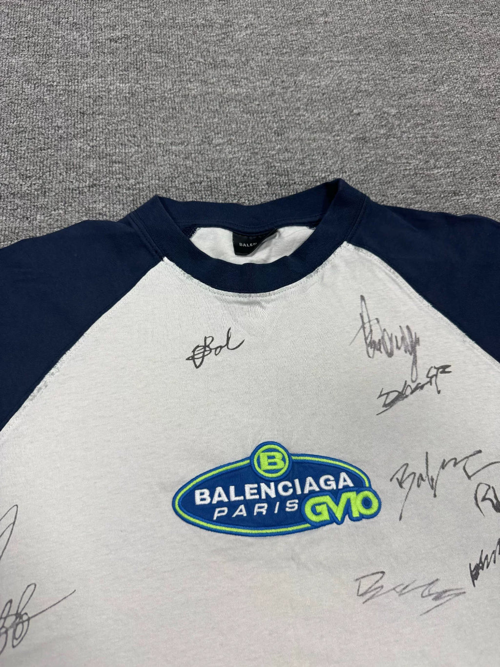 Balenciaga Beige Signature Graffiti Raglan Sleeve Top