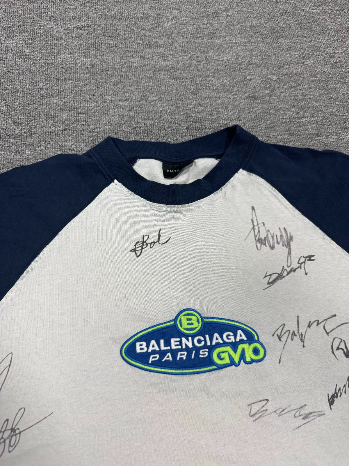 Balenciaga Beige Signature Graffiti Raglan Sleeve Top