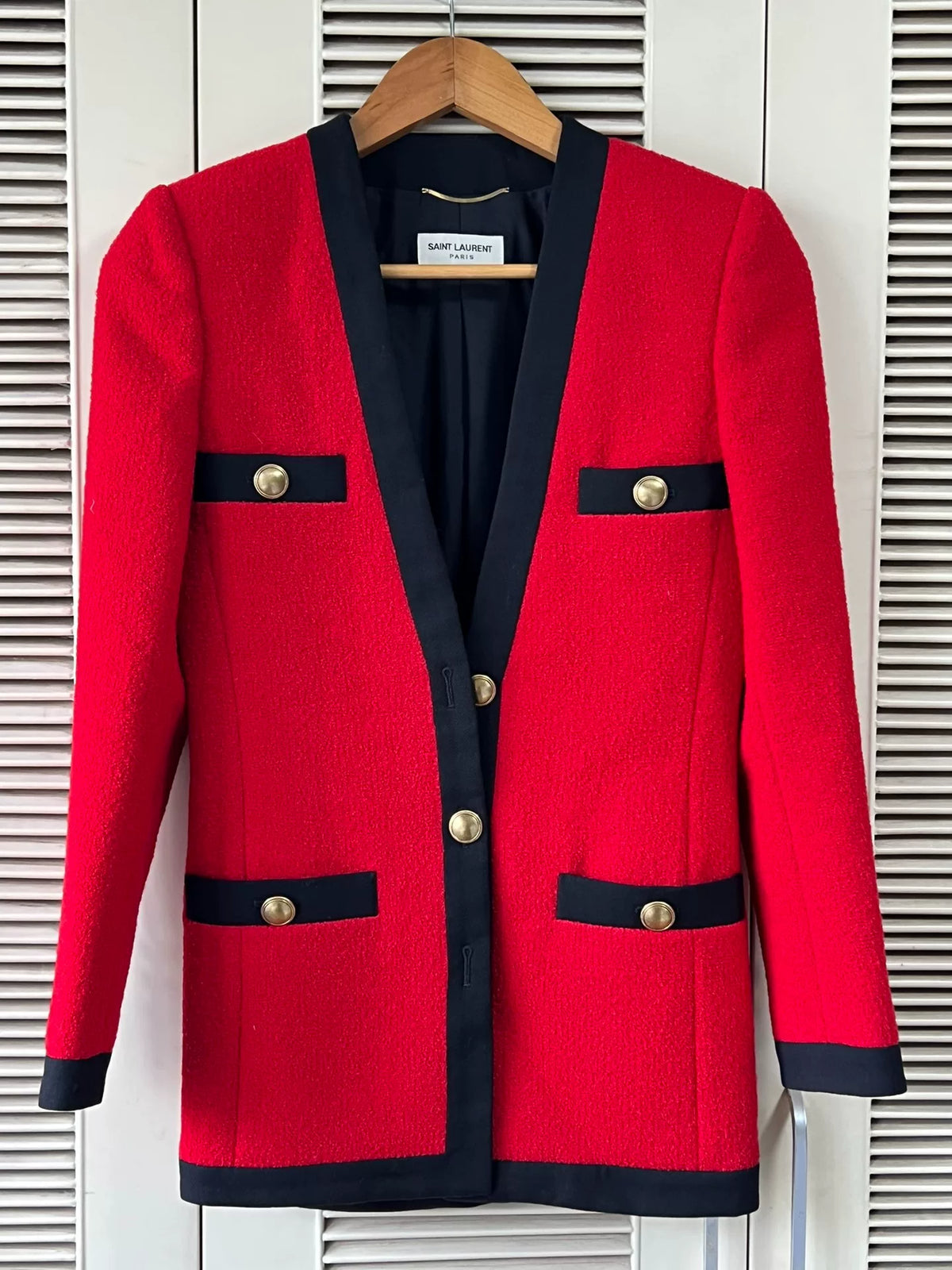 Saint Laurent red wool coat