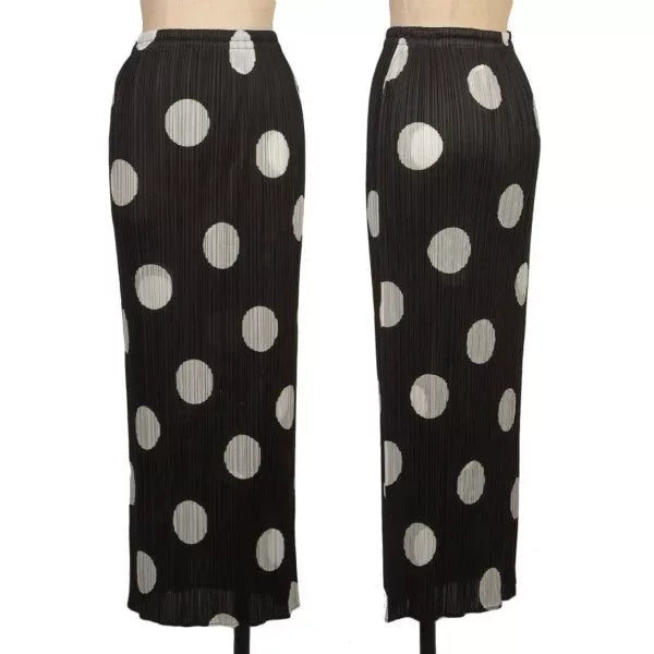 Issey Miyake Vintage Black Polka Dot Pleated Skirt