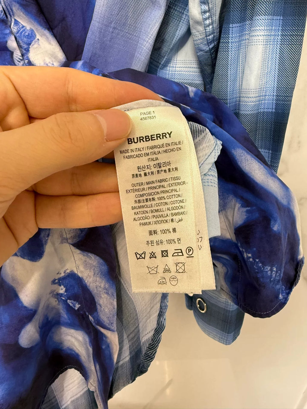 Burberry Ink Blue Ocean Pattern Shirt