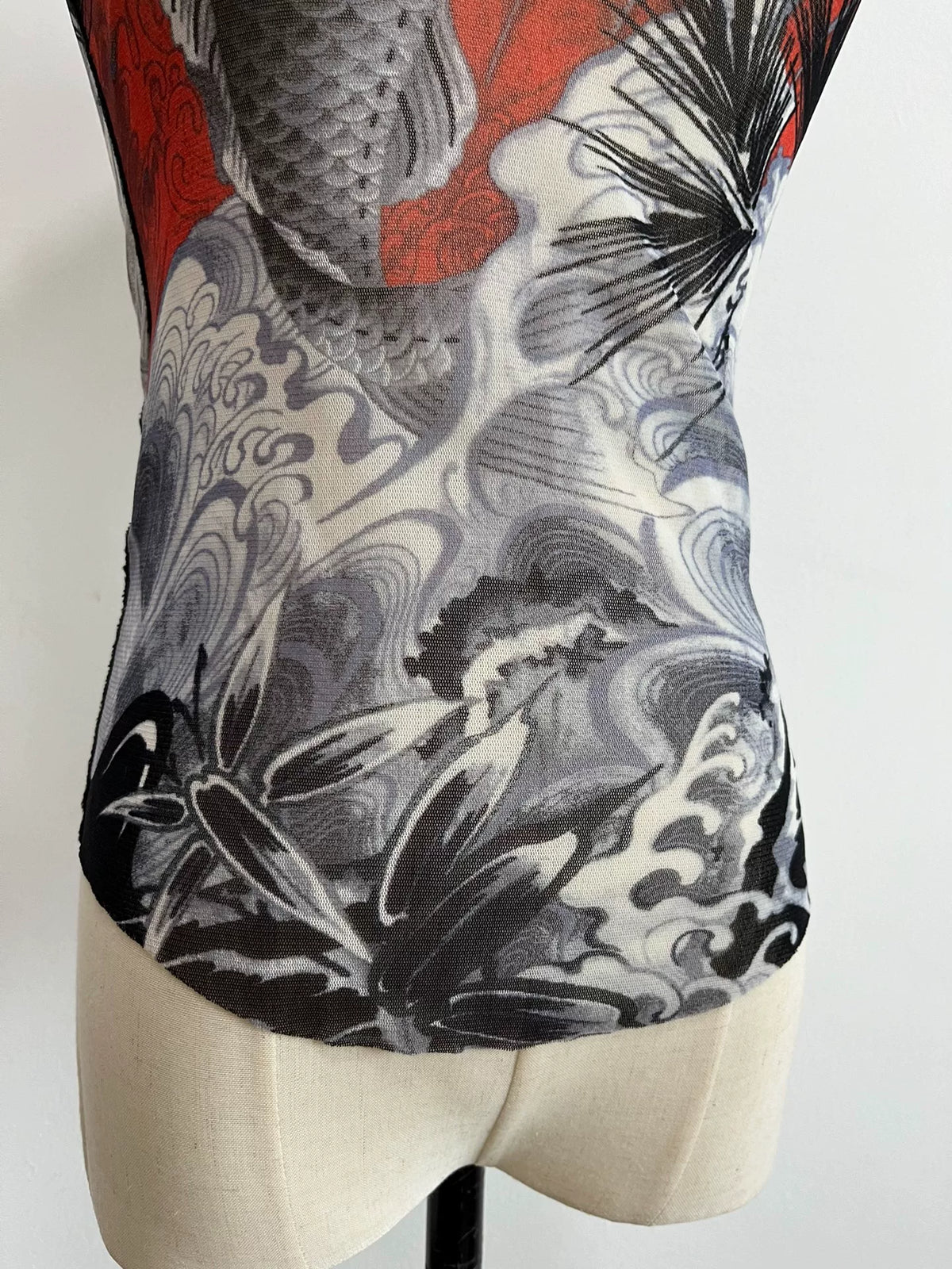 Jean Paul Gaultier koi fish top mesh