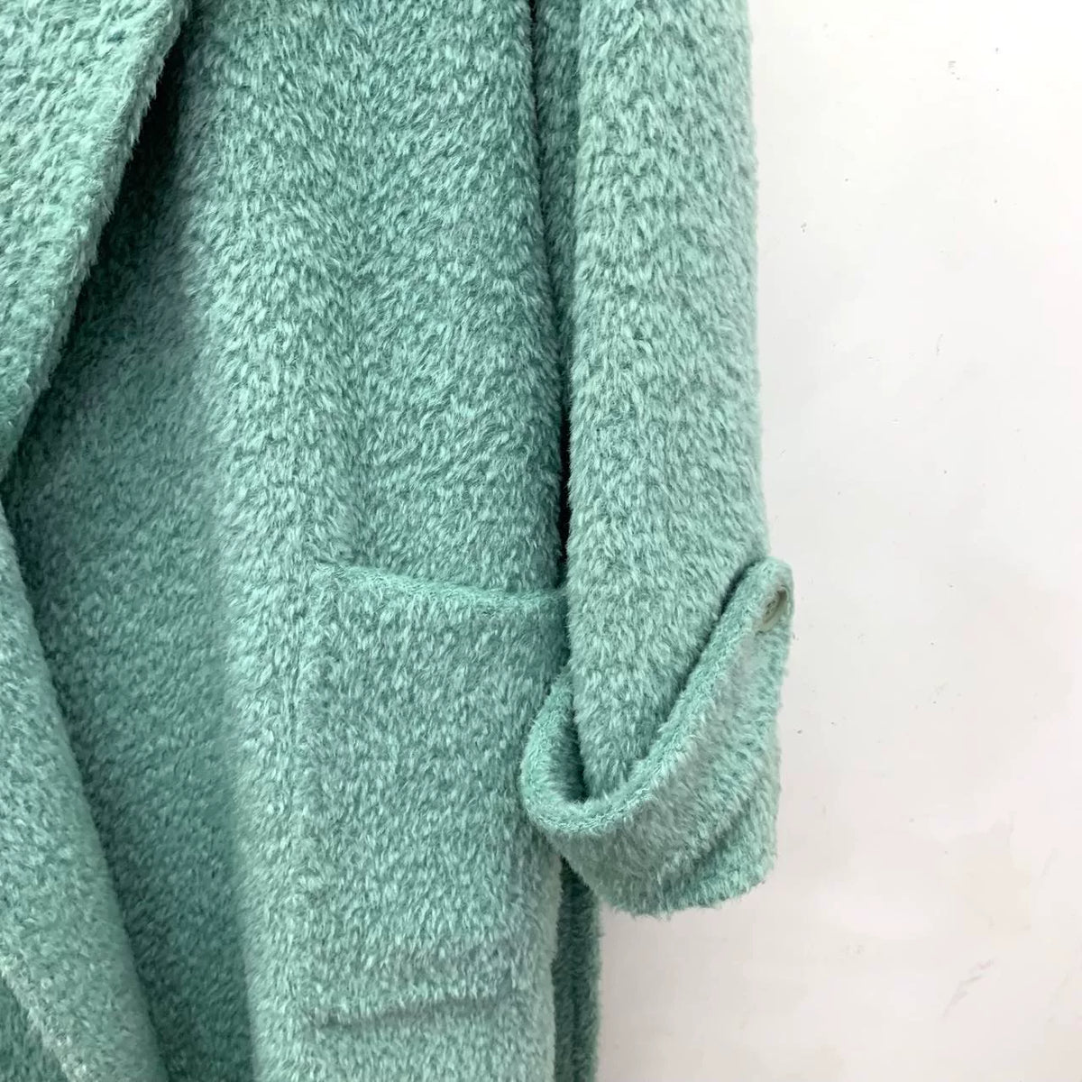 Max Mara Lake Blue Alpaca Collared Belted Coat