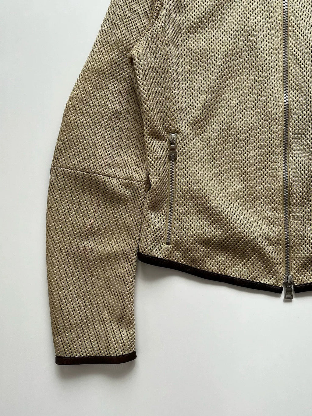 Prada 2000s Leather Panel Nylon Zip-Up Jacket