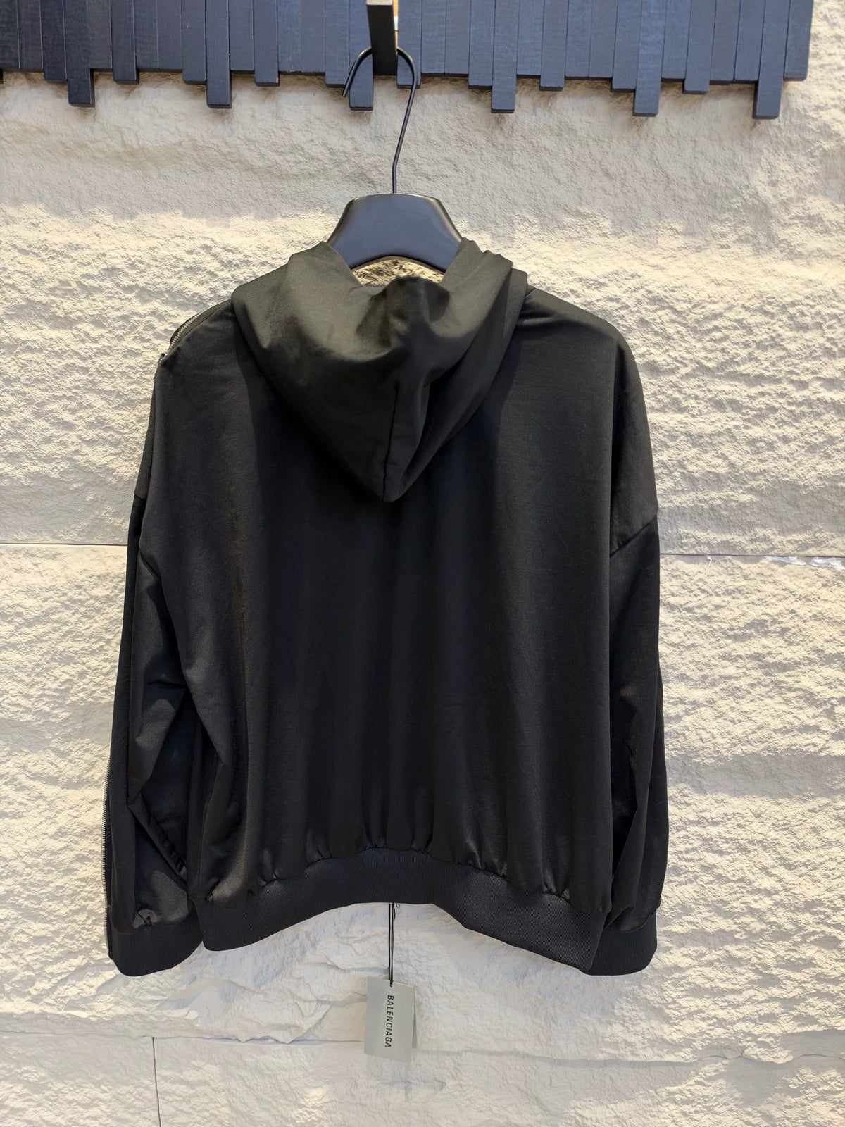 Balenciaga 2026 Black Loop Zip-Up Hooded Jacket