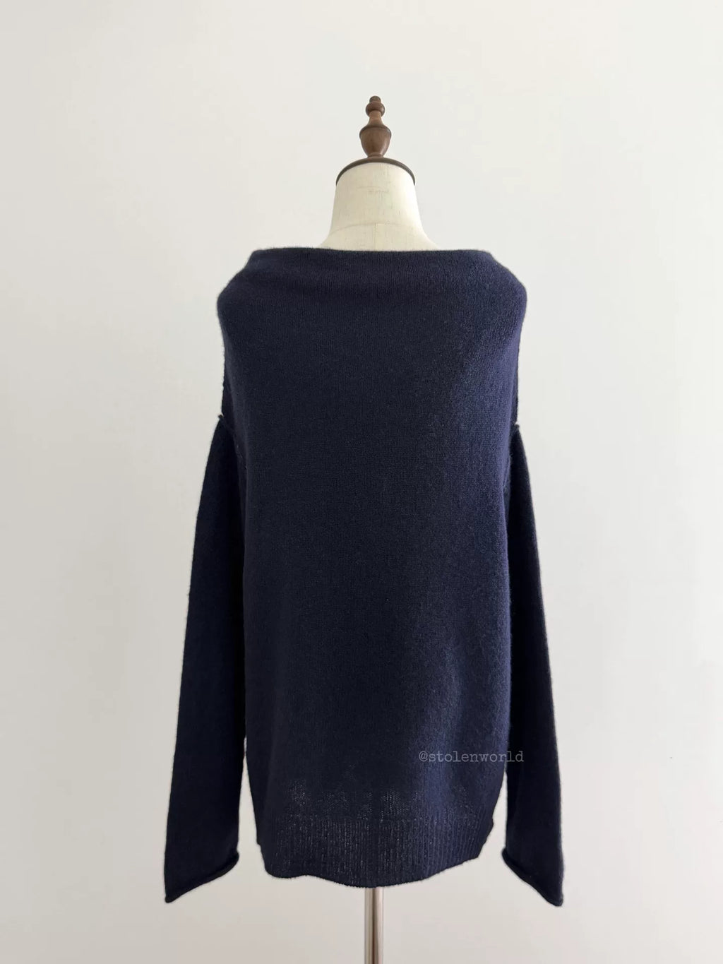 Yohji Yamamoto Y's Fringe Wool Knit Navy Top - Devines