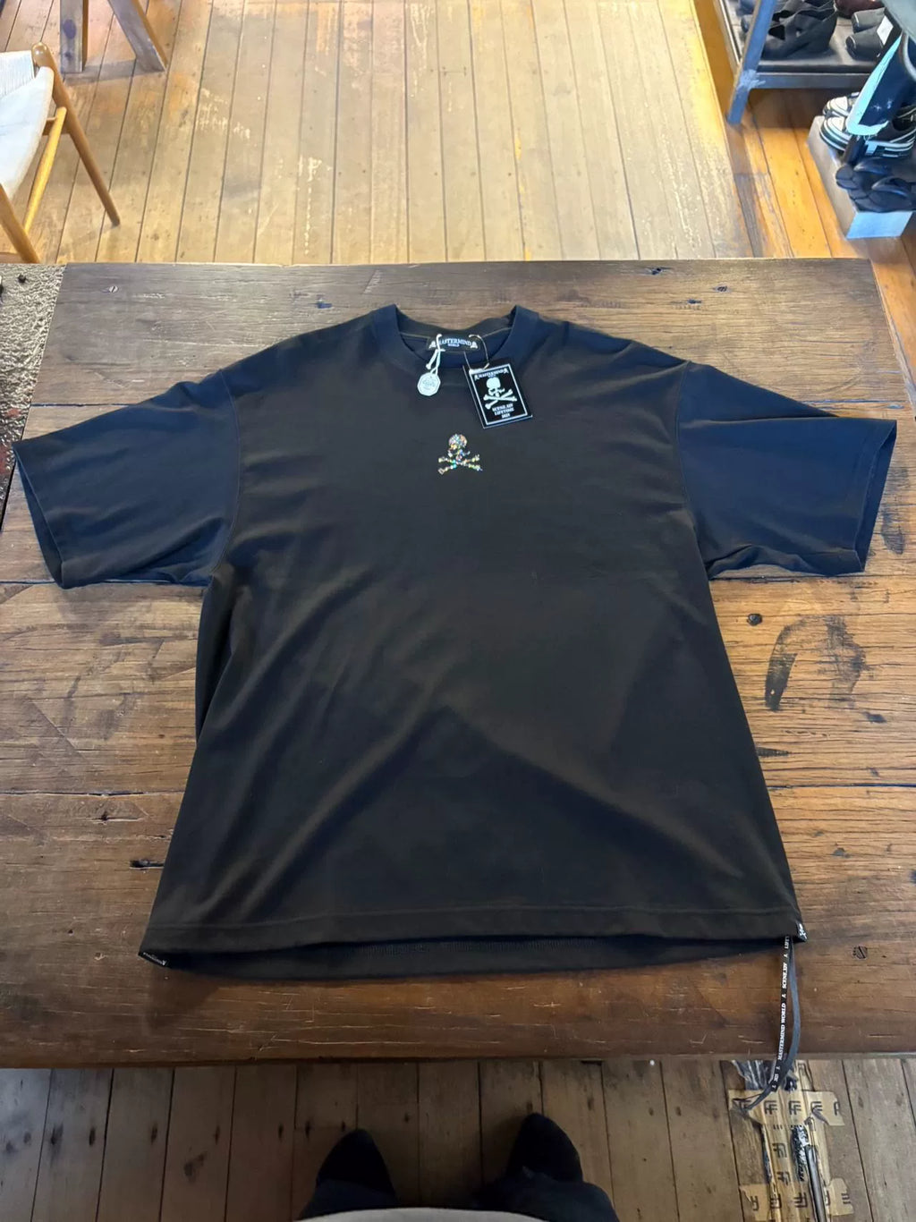 Mastermind World SS25 LIFETIME Black Swarovski Crystal Skull Loopwheel Cotton T-Shirt