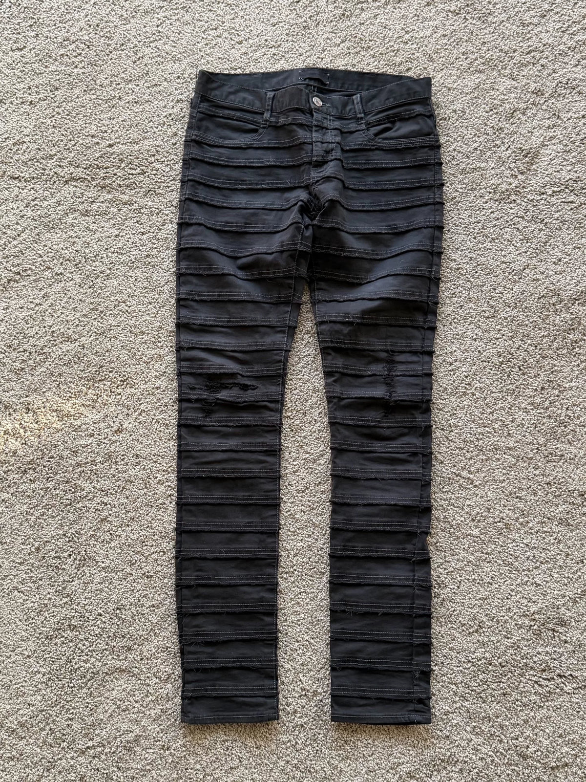 Undercover AW13 Grey Anatomicouture Hagi Layered Distressed Snake Patch Fringe Denim Jeans