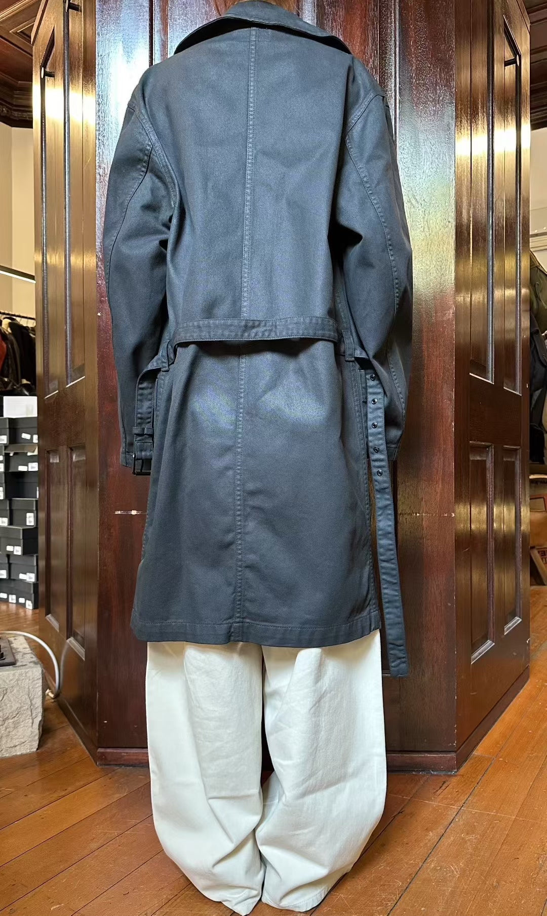 Lemaire FW25 Charcoal Grey Coal Straight Belted Cotton Coat