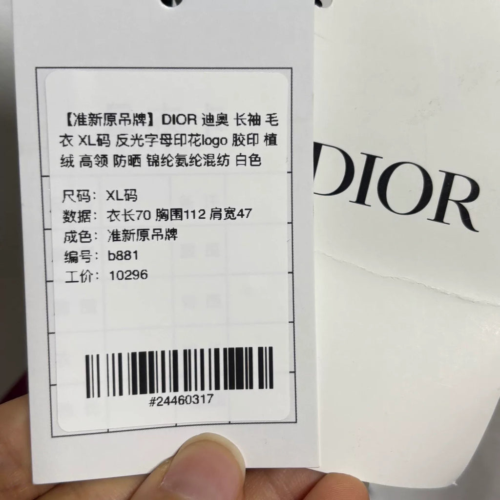Dior Long Sleeve Print Logo Turtleneck White Sweater