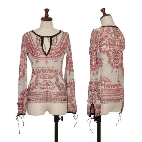 Jean Paul Gaultier Vintage Red Floral Mesh Top