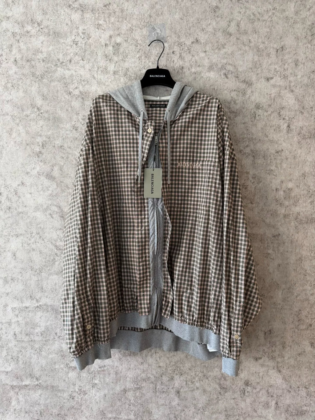 Balenciaga FW25 Embroidered Plaid Faux Layered Jacket