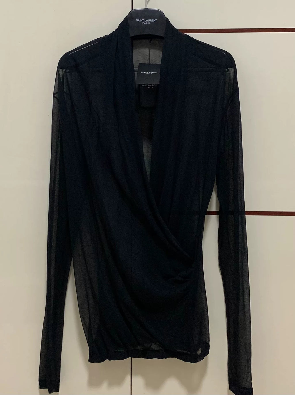 Saint Laurent 23SS Runway Black V-Neck Shirt