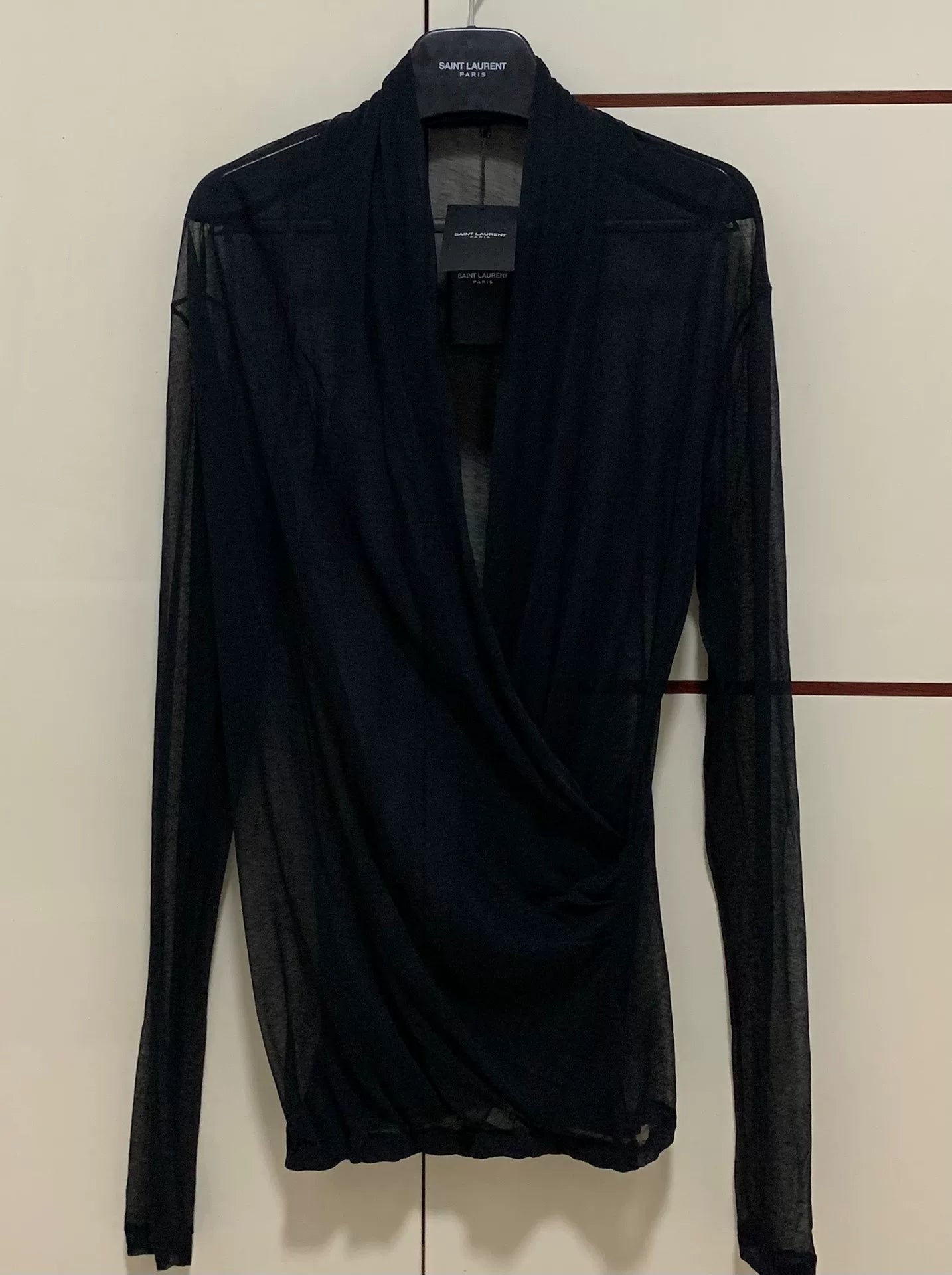 Saint Laurent 23SS Runway Black V-Neck Shirt
