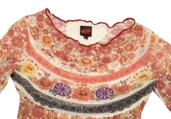 Jean Paul Gaultier Vintage White Floral Mesh Top