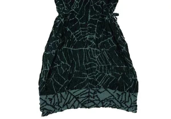 Issey Miyake Vintage Green Patterned Pleated Dress