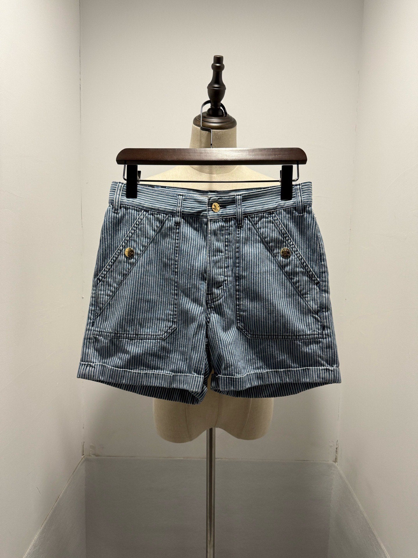 Celine Triomphe Striped Shorts