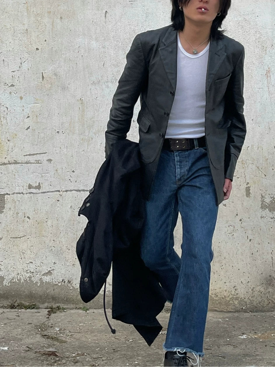 Comme des Garçons Homme Plus AD2000 Perforated Faux-Leather Patchwork Jacket