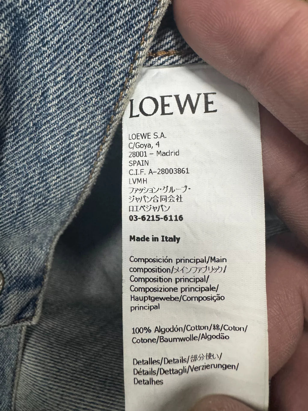 Loewe Blue Large-Logo Denim Jacket