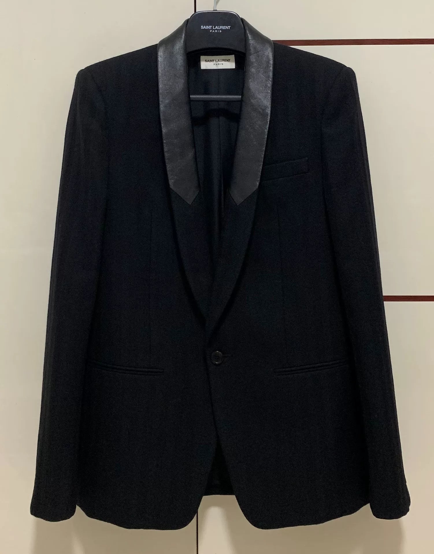 Saint Laurent 21FW Runway Black Sheepskin Striped Suit