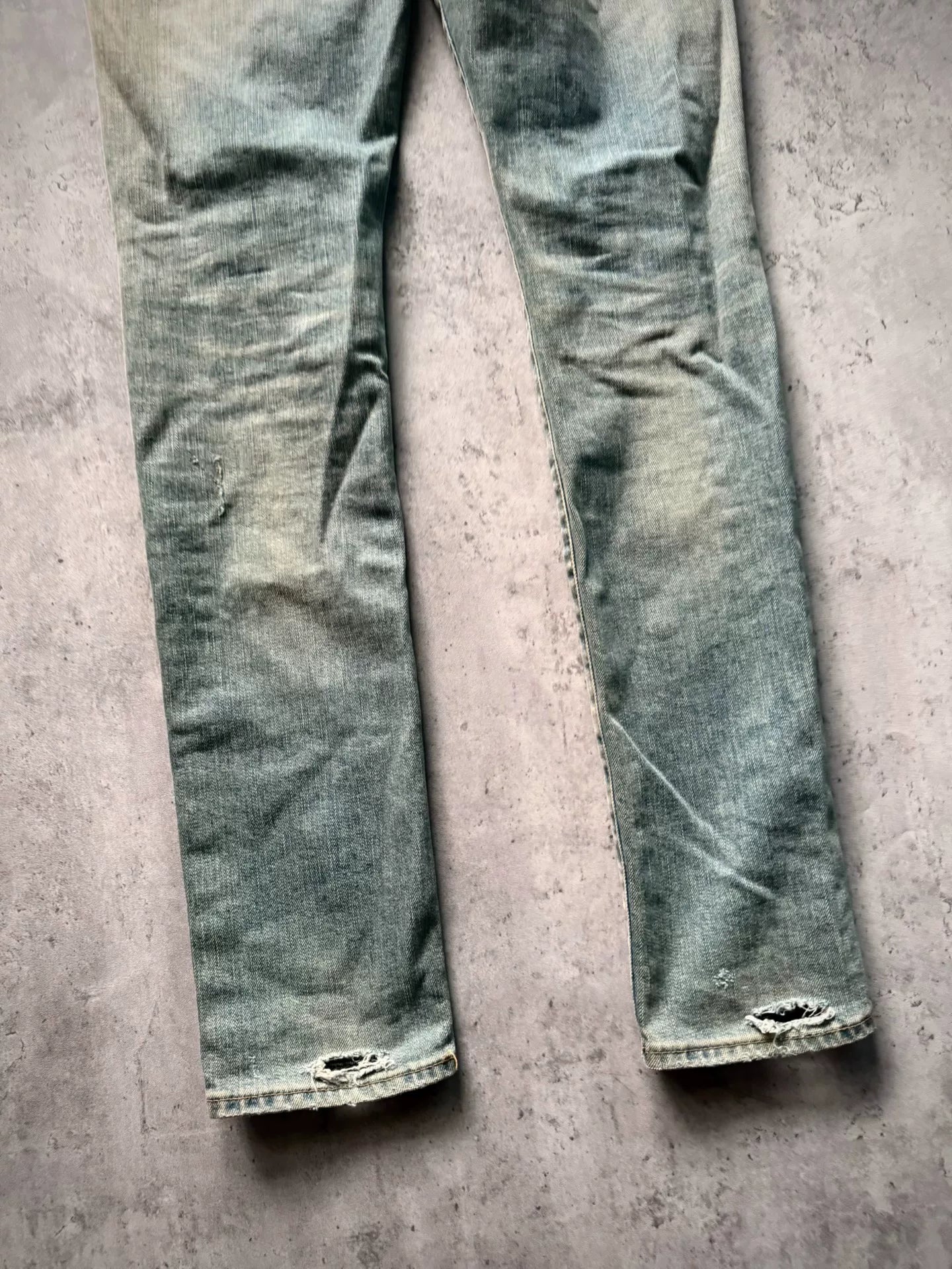 Saint Laurent Paris 18AW D02 Blue Washed Distressed Denim Jeans