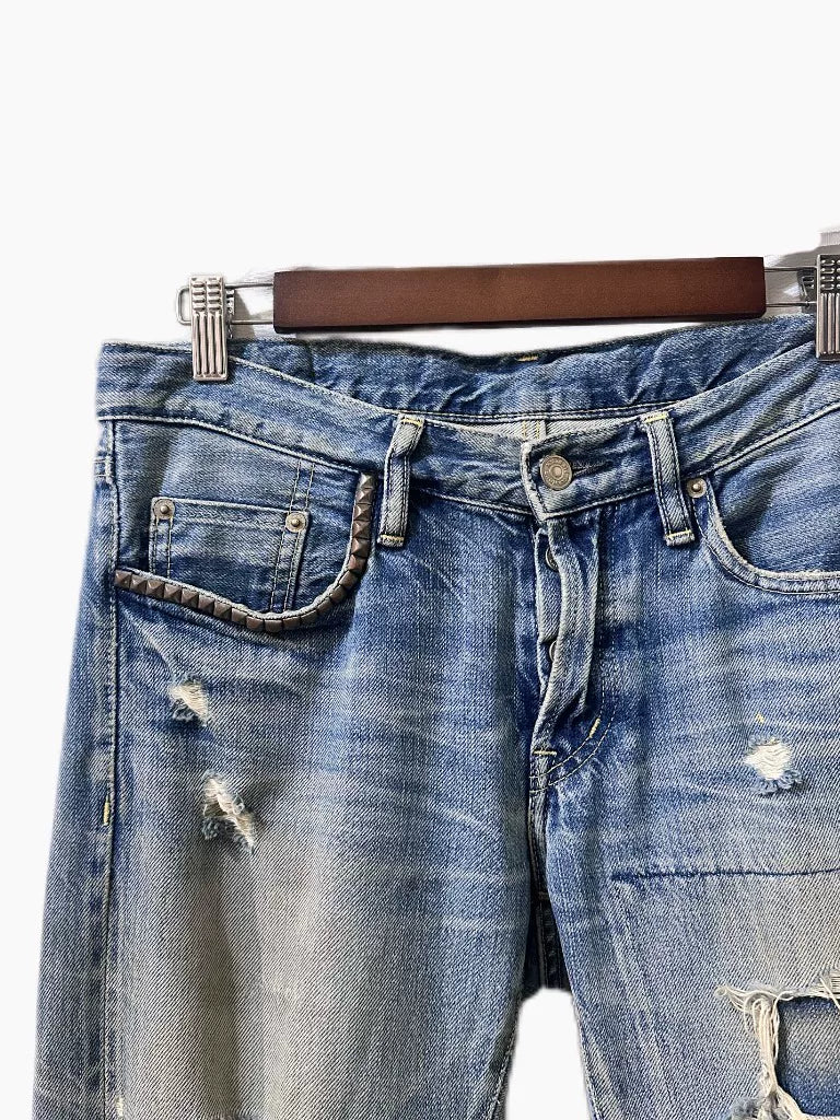Hysteric Glamour Distressed Washed-Out Ripped Jeans