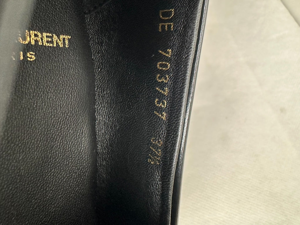 Saint Laurent Black Patent Leather Penny Loafers