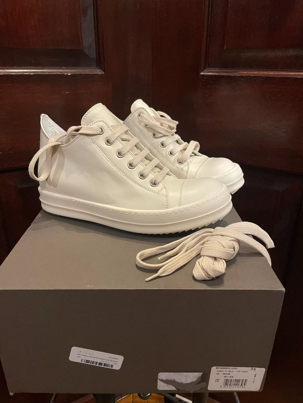 Rick Owens SS18 White Lambskin Sneakers