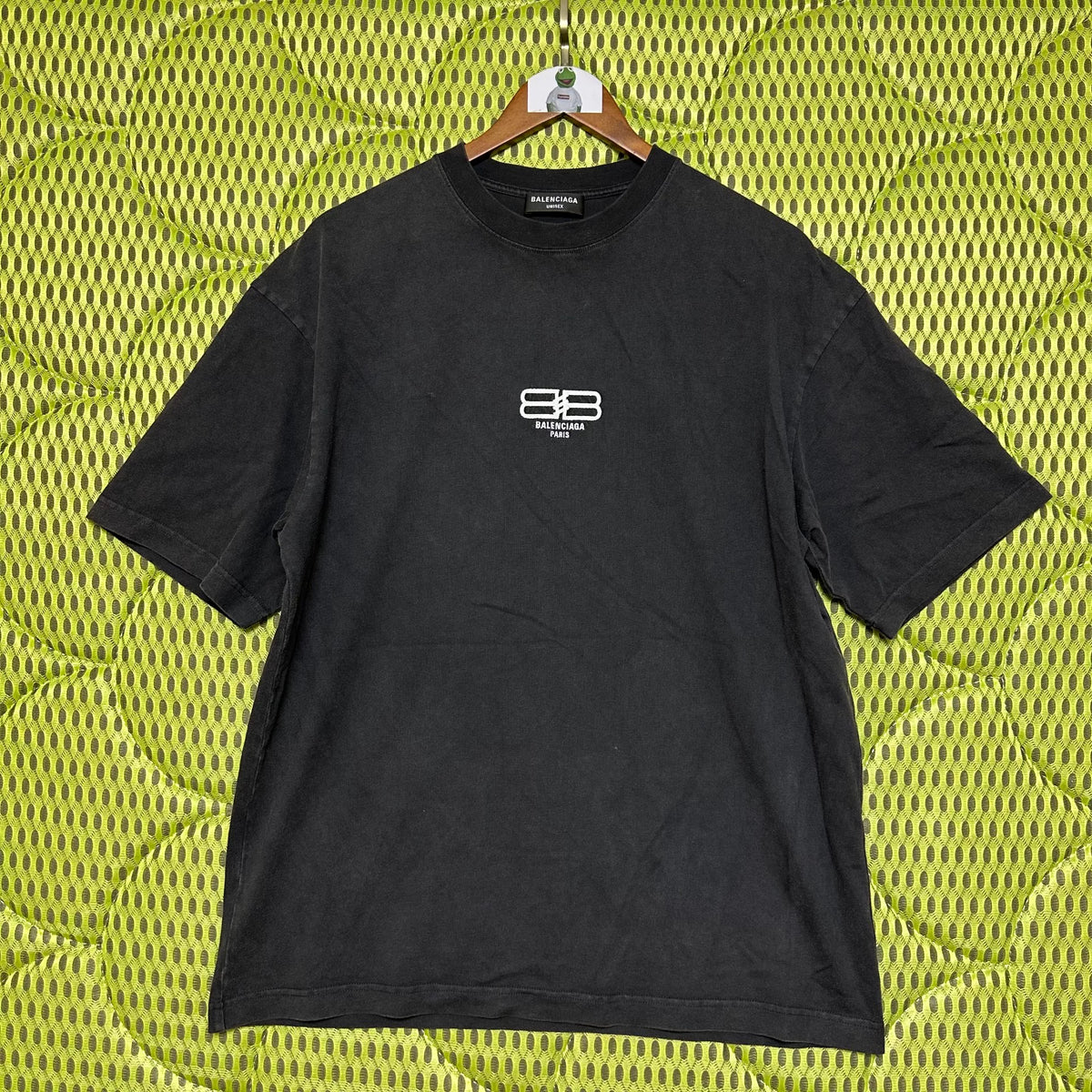 Balenciaga BB Intertwined Embroidered Charcoal Black Top