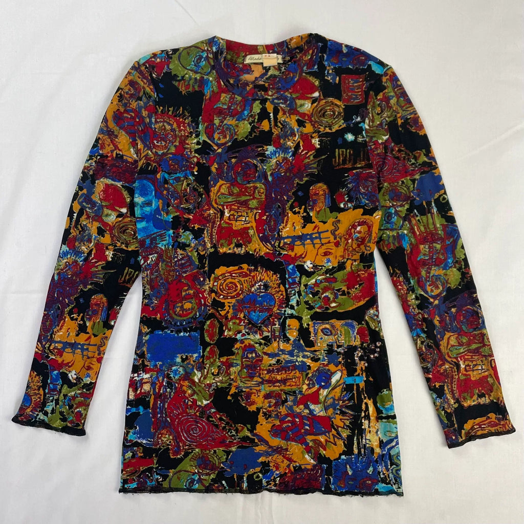 2000 Spring/Summer Jean Paul Gaultier Basquiat Print Stretch Long-Sleeve T-Shirt
