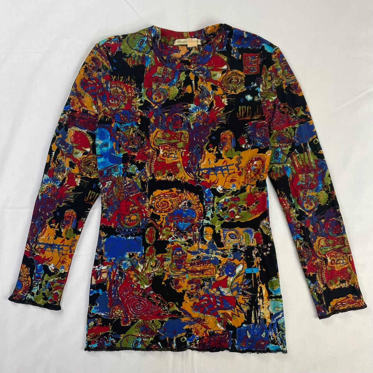 2000 Spring/Summer Jean Paul Gaultier Basquiat Print Stretch Long-Sleeve T-Shirt