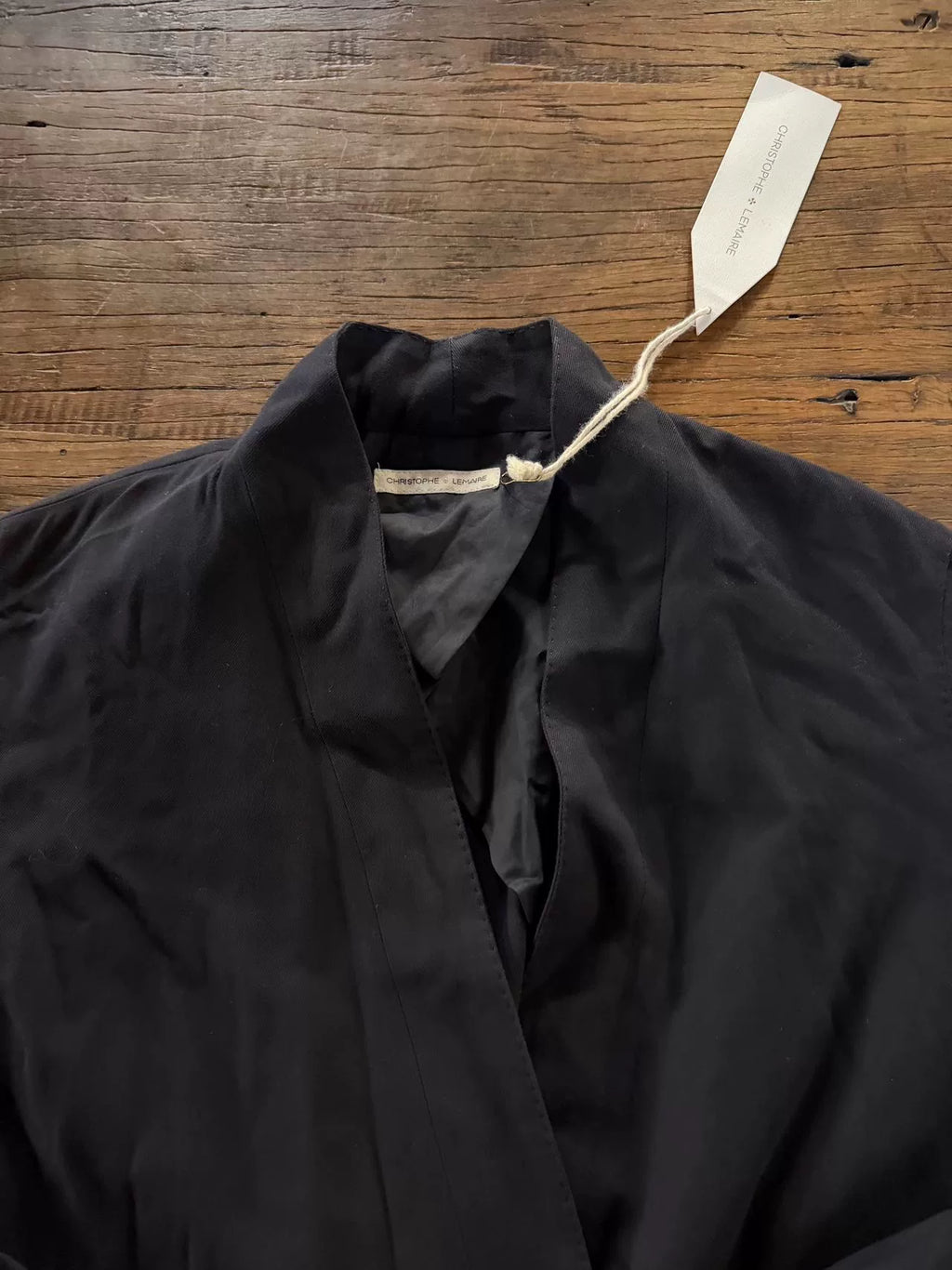 Christophe Lemaire Black Collarless Cotton Viscose Jacket