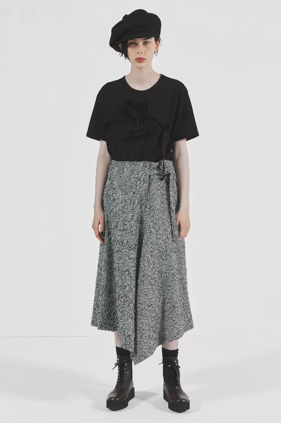 Y's Yohji Yamamoto AW20 Houndstooth Irregular Skirt