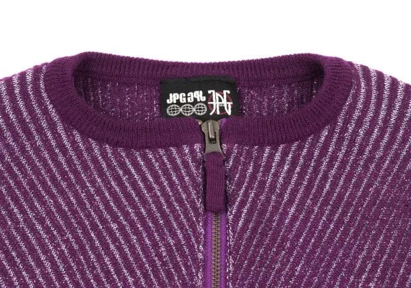 Jean Paul Gaultier Vintage Purple Zip-Up Knit Sweater