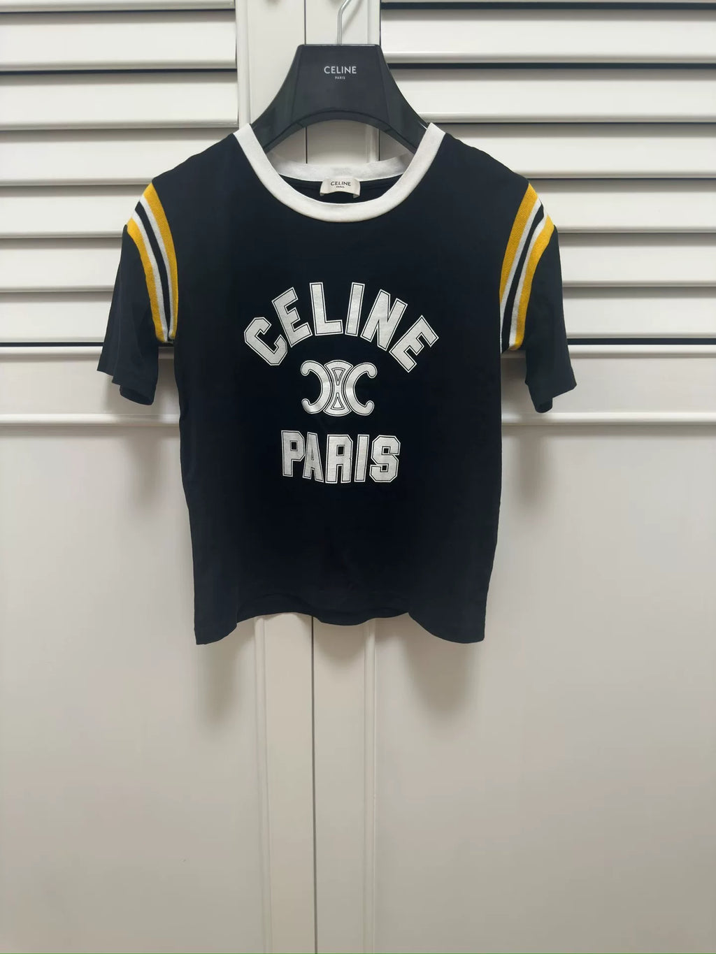 Celine Black Arc de Triomphe Logo Short Sleeve T-Shirt
