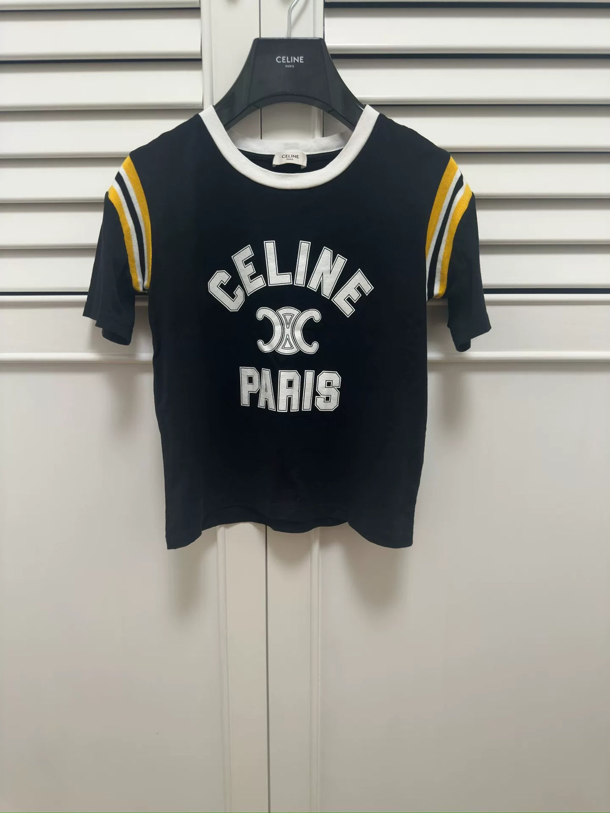 Celine Black Arc de Triomphe Logo Short Sleeve T-Shirt