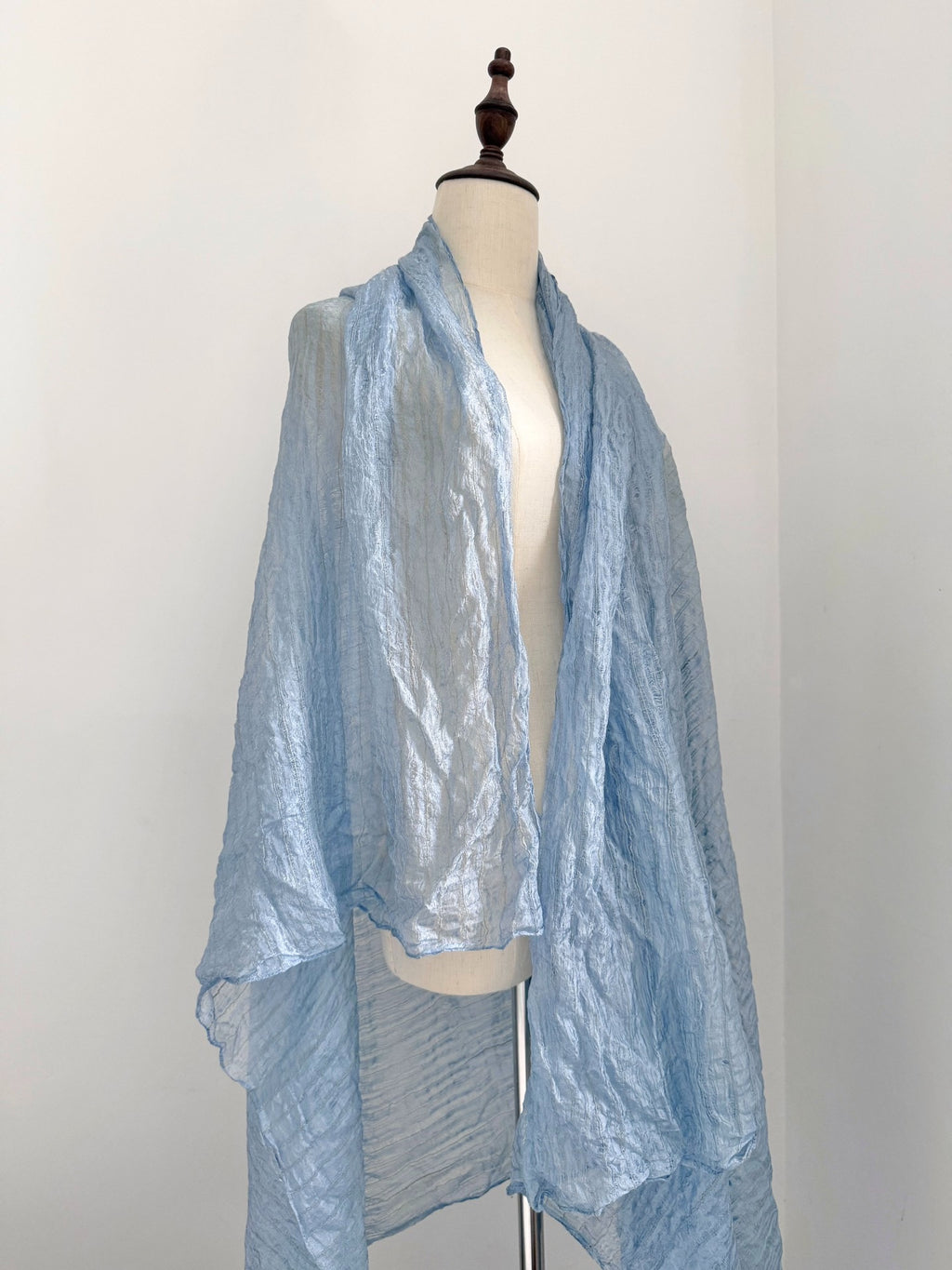 Yohji Yamamoto 1990s Ice Blue Drawstring Shawl - Devines