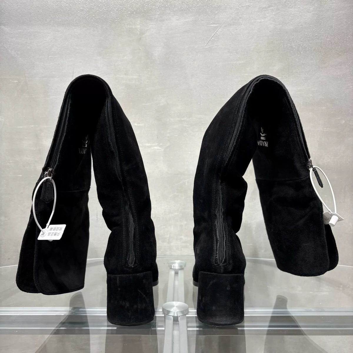 Prada black high-heel long boots