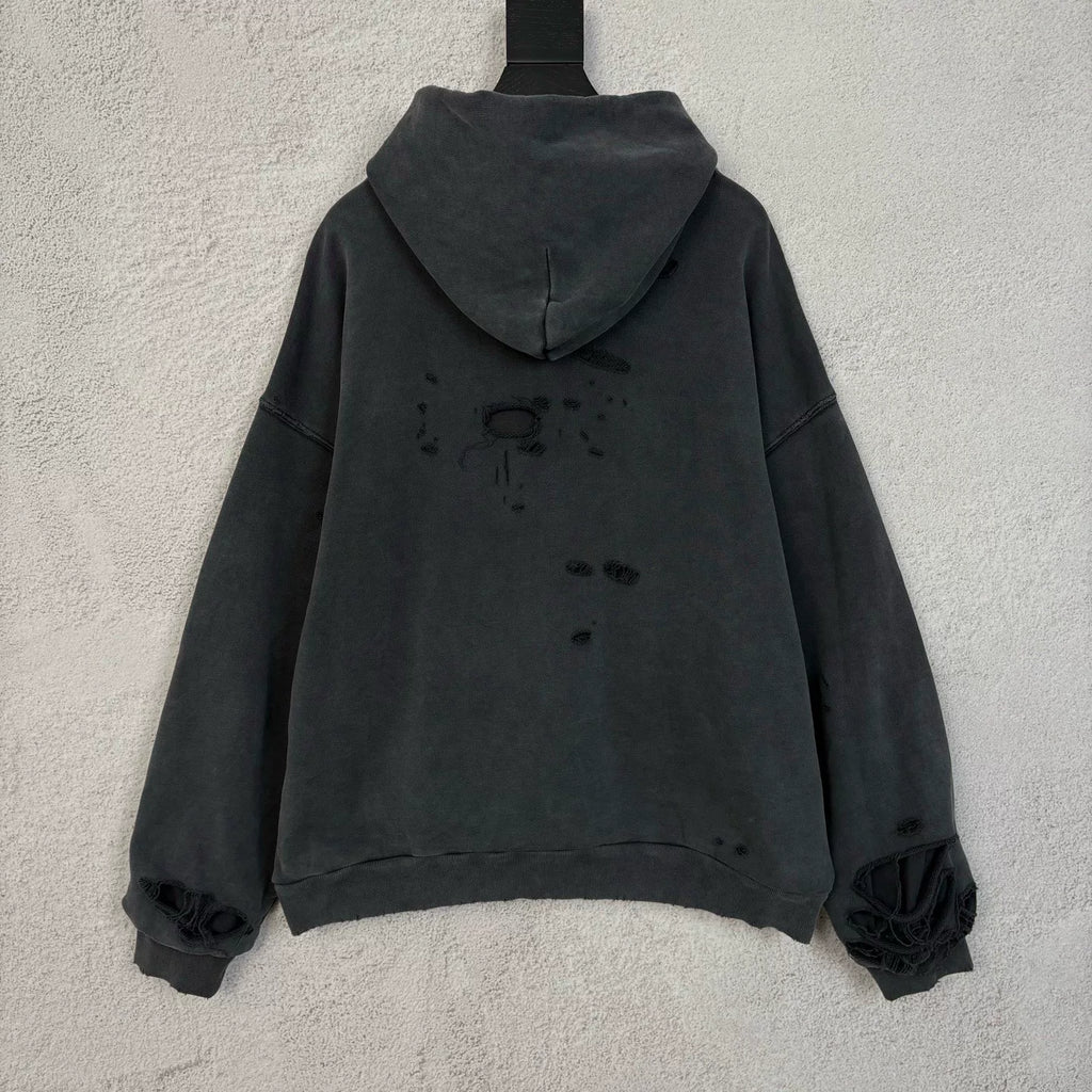 Balenciaga Black 3B Distressed Hole Sweater