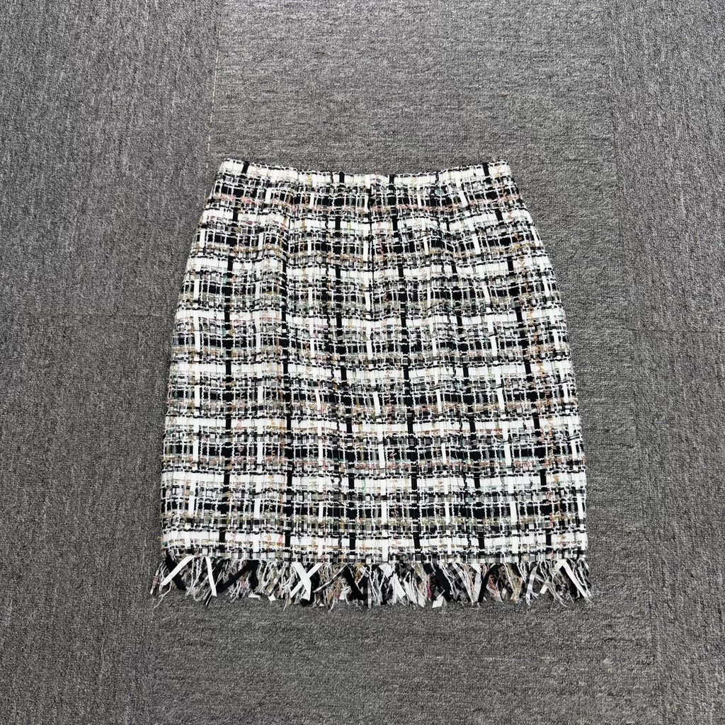 Chanel Plaid Fringe Skirt